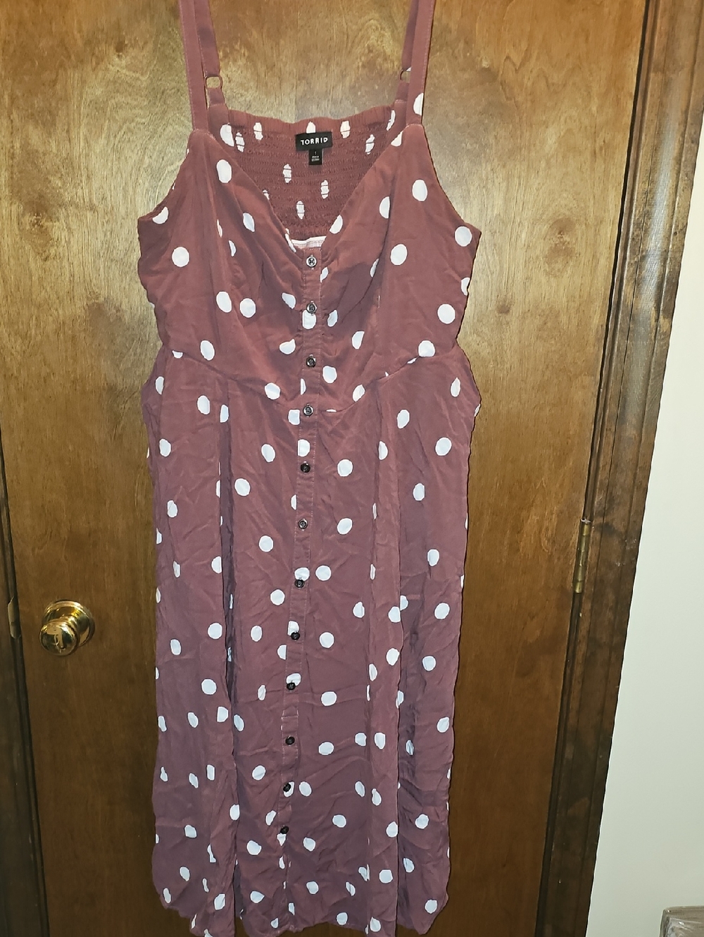 torrid dusty mauve polka dot button-front midi sundress